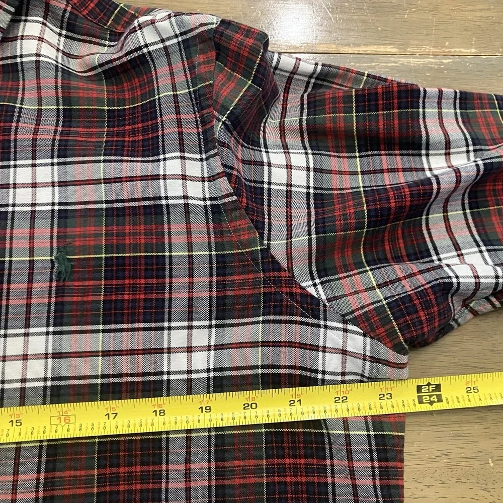Polo by Ralph Lauren Oxford Men's Large Classic Fit Button Down Tartan Red Green